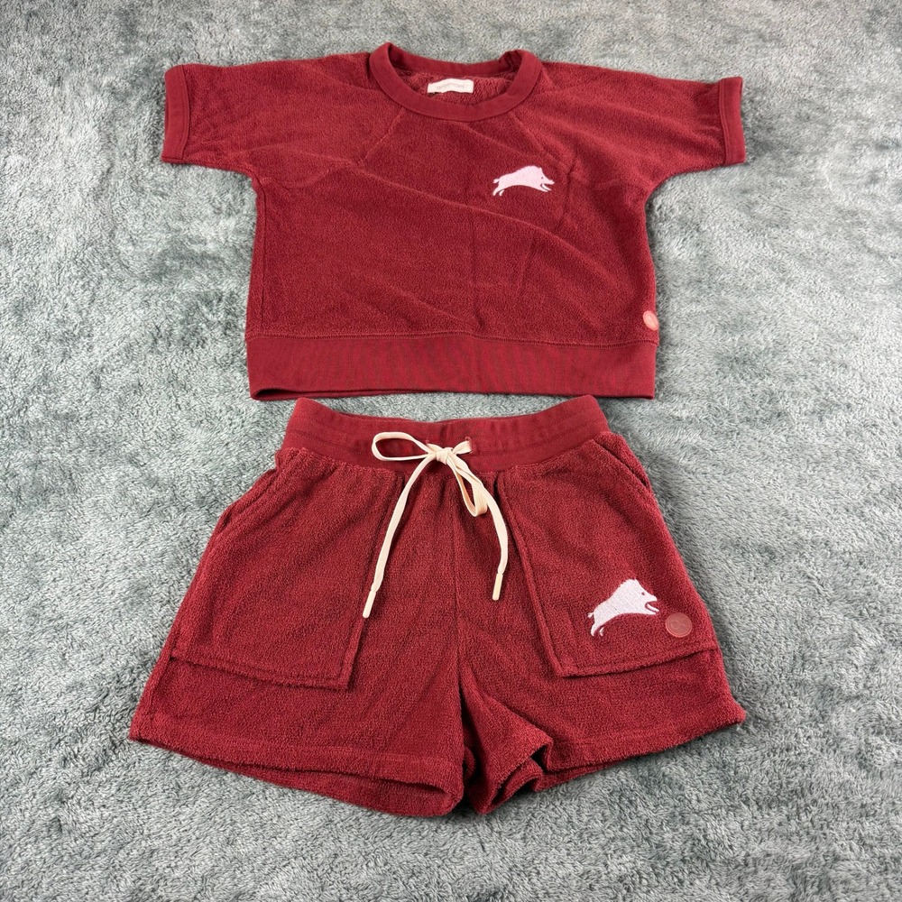 Outerknown Kids 2-Piece Sweatshirt and Shorts Set Size S Small Burgundy Red